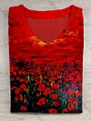 Unisex Oil Painting Floral Abstract Print T-Shirt