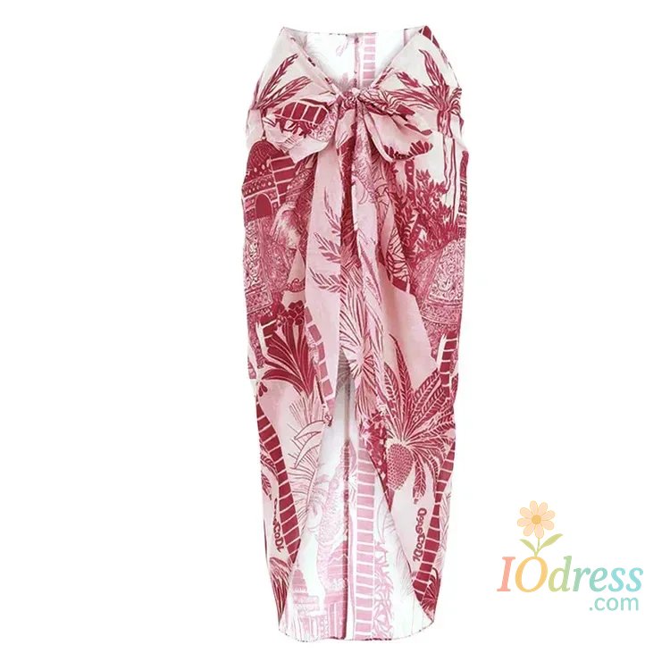 IO Dress 2025 Swimsuit New Single Shoulder Strap Coconut Tree Print One-piece Swimsuit Set for Women, Popular Item