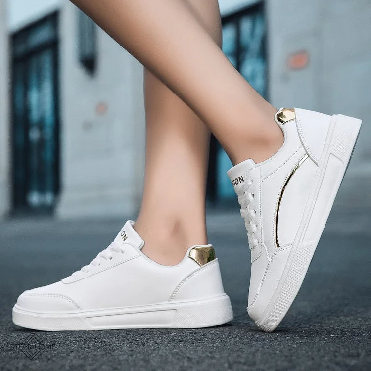 Orthopedic PU Leather Accent Sneakers  Stunahome.com