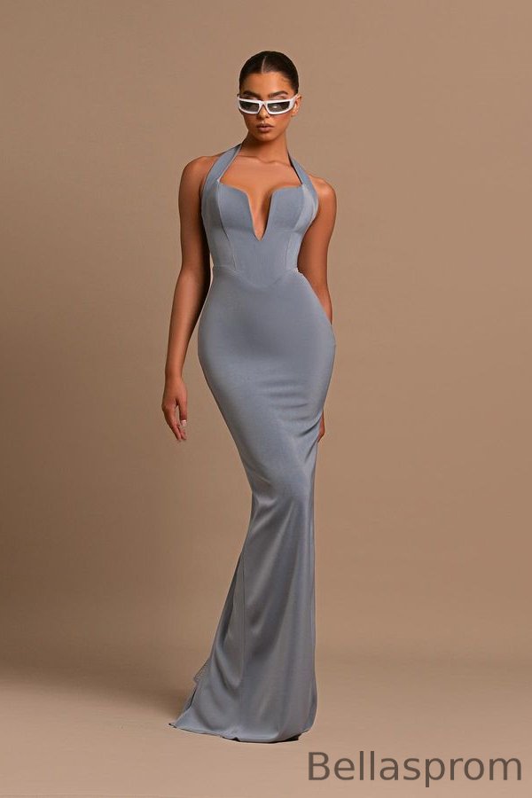 Bellasprom Halter Sleeveless V-Neck Prom Dress Mermaid Long On Sale Bellasprom