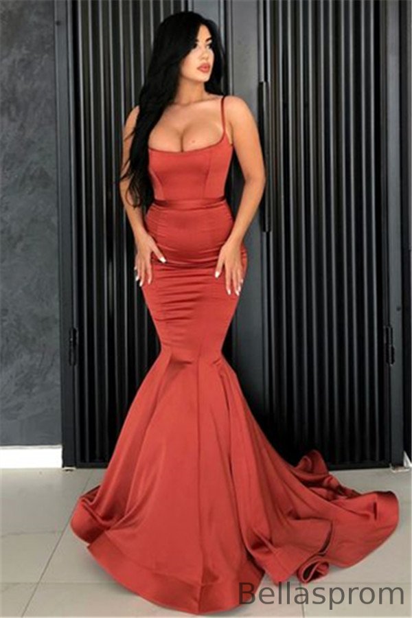 Bellasprom Sleeveless Mermaid Evening Dress Long Spaghetti-Straps Bellasprom