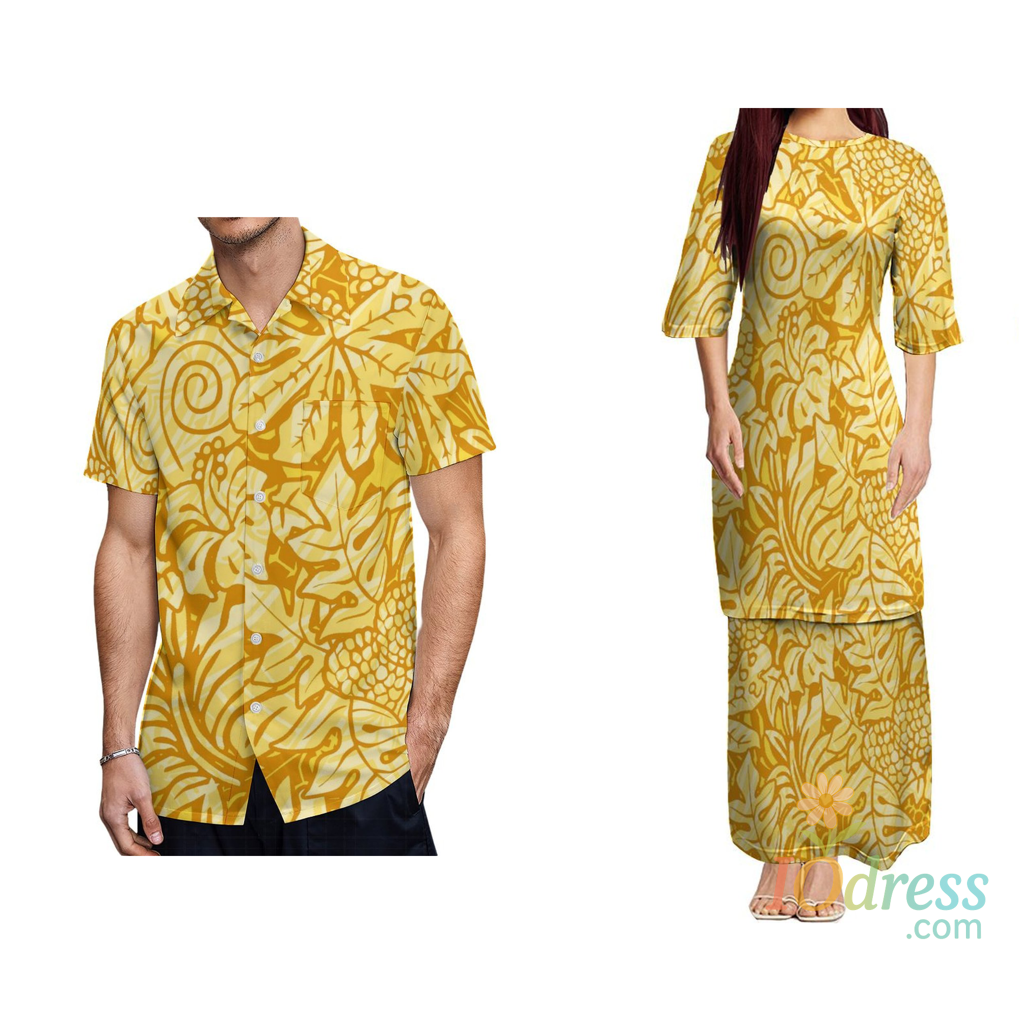 IO Dress Fashion Women Elegant Club Dress Samoan Puletasi Polynesian Traditional Tribal Design  Couples Dress