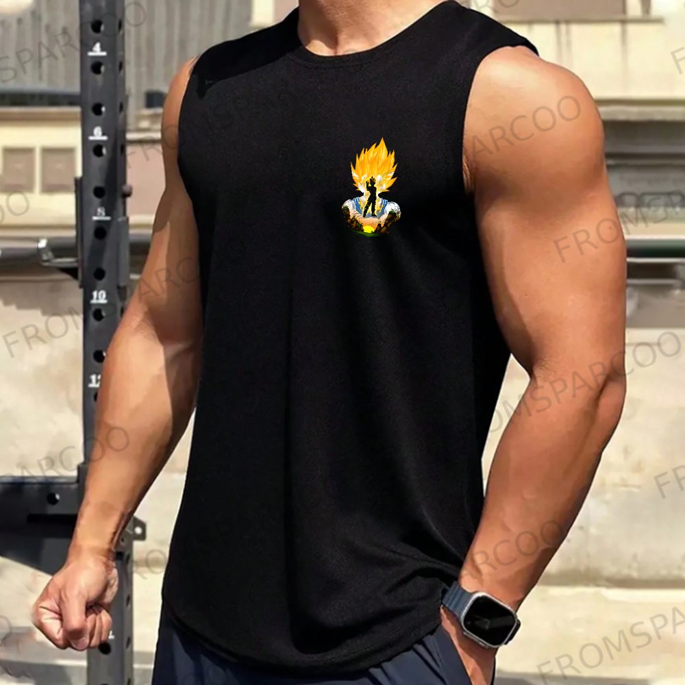 Casual Anime Print Fitness Tank Top