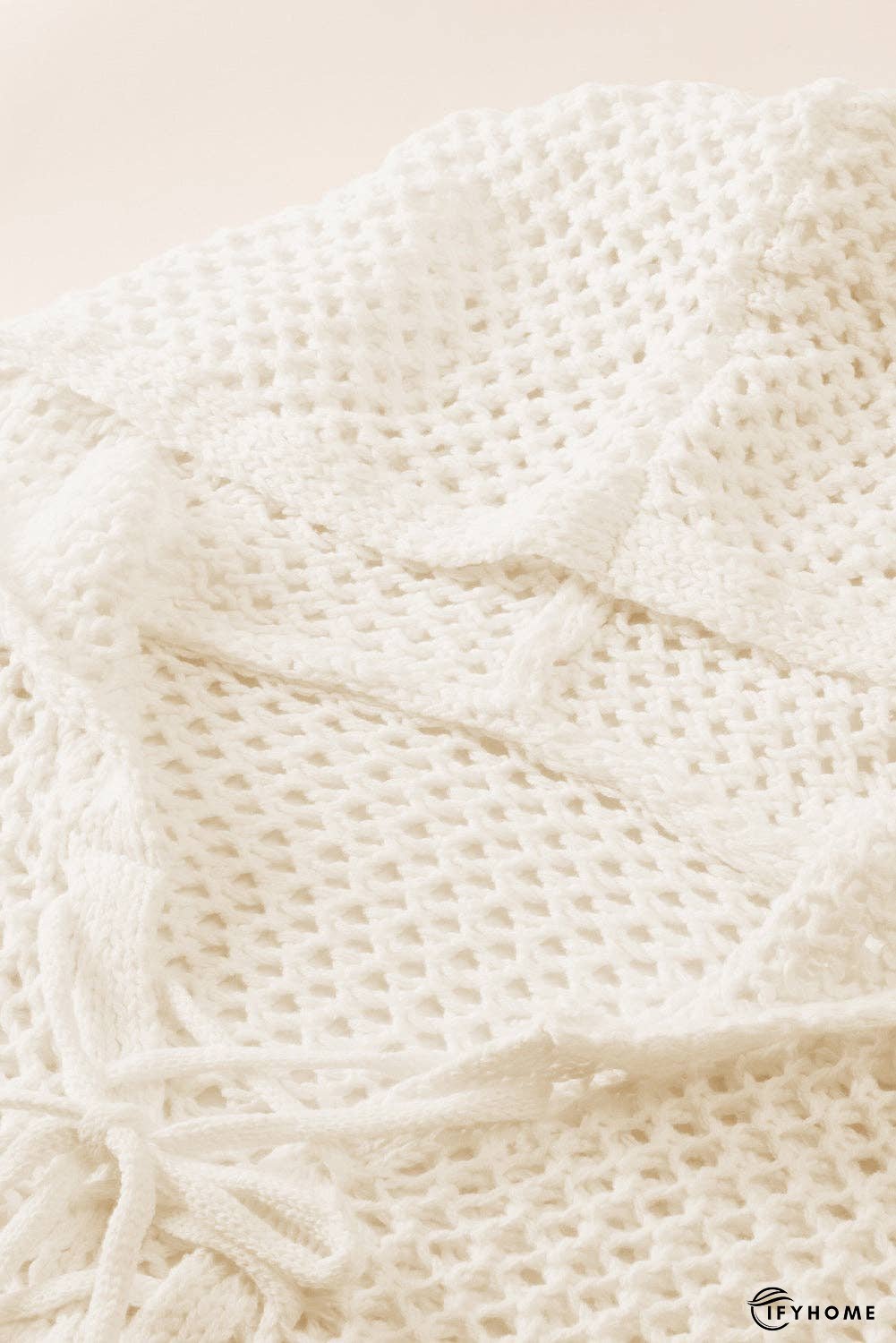 Openwork Lace-Up Hooded Sweater | IFYHOME