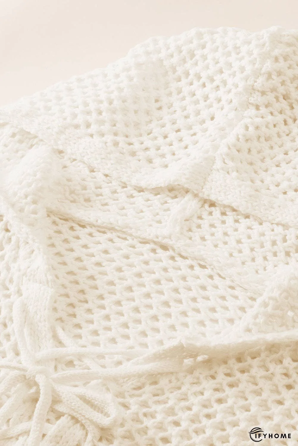 Openwork Lace-Up Hooded Sweater | IFYHOME