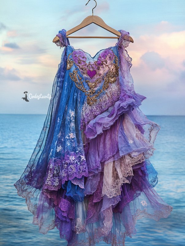 Summer Vacation Ruffle Lace Contrast Color Top 0c6c