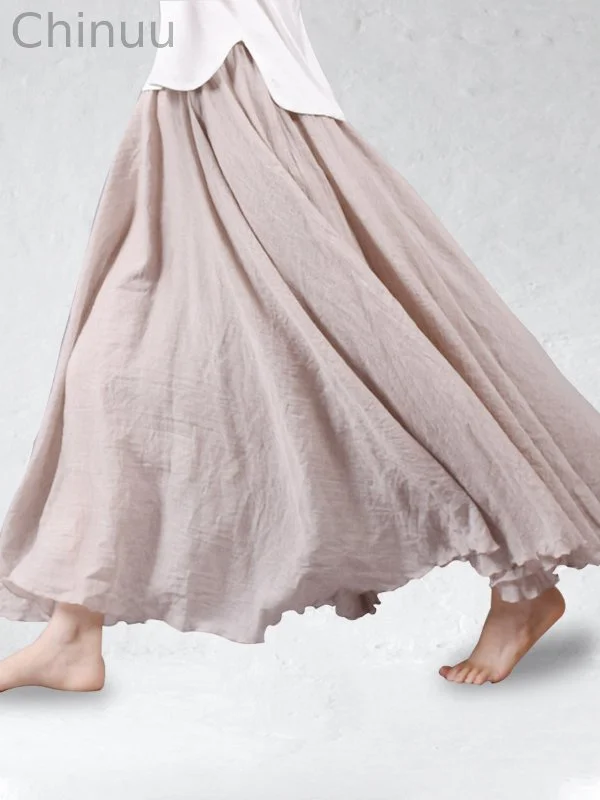 Comfy Cotton & Linen Flowy Wide Skirt