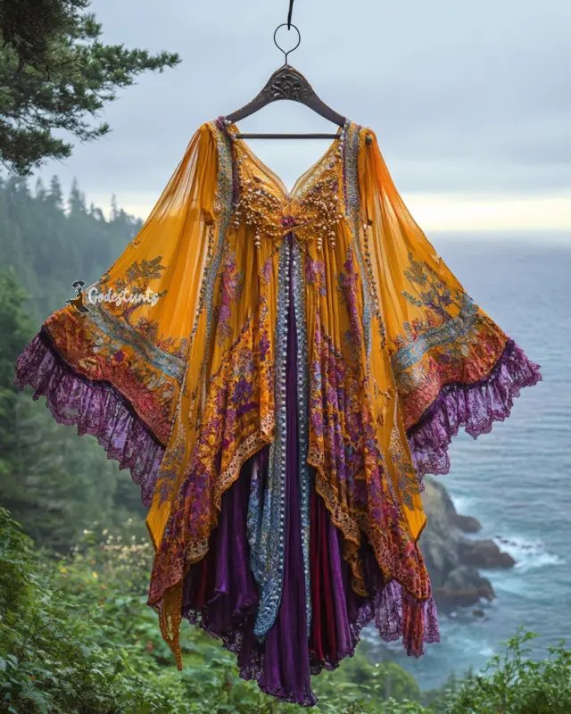 Summer Vacation Ruffle Lace Chiffon Contrast Dress 52f6