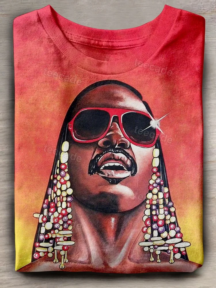 Teecade Stevie Wonder Singer Art Print T-shirt