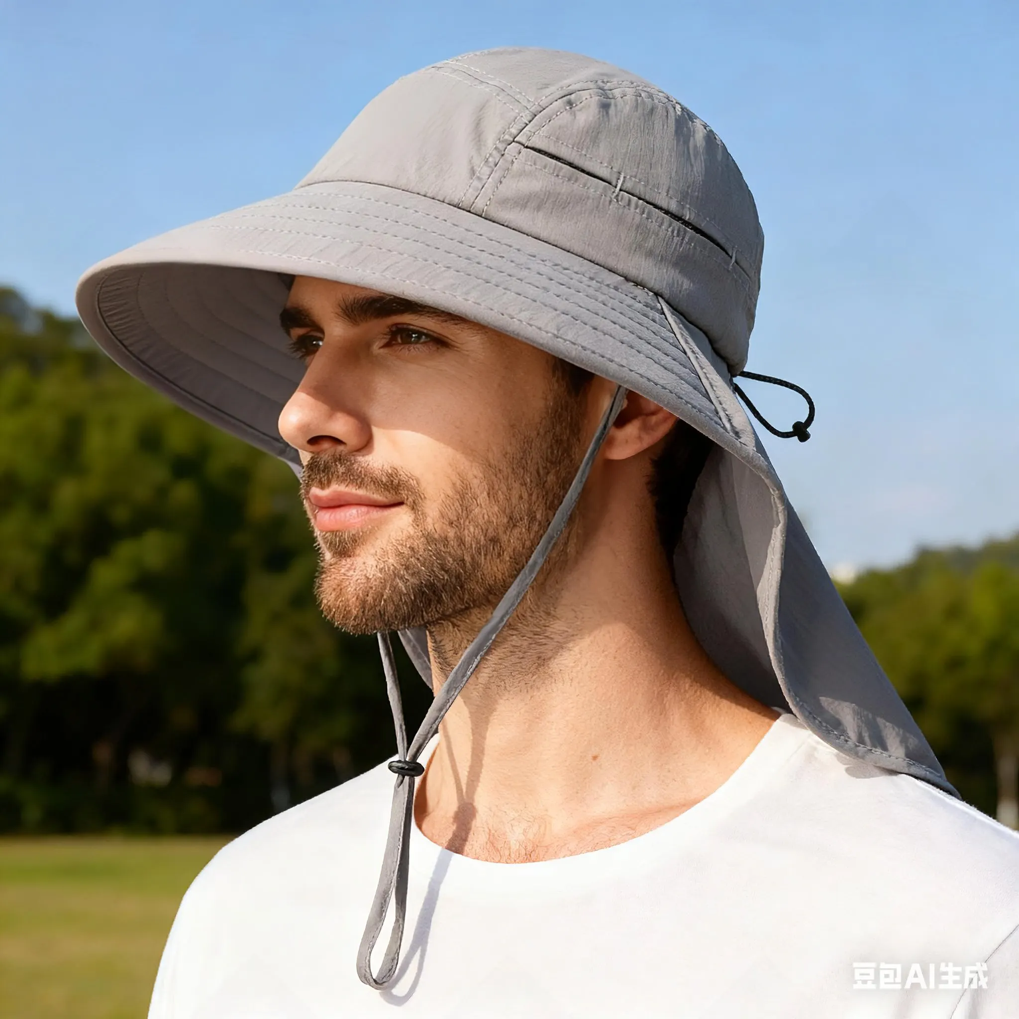 Home Prefer UPF 80+ Sun Hat for Men Women Wide Brim Sun Hat with Neck Flap Summer Safari UV Protection Gardening Fishing Hat