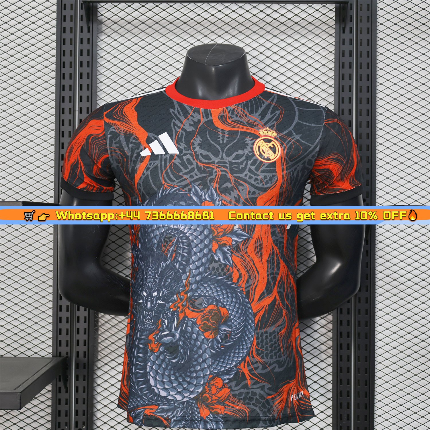 Real Madrid 25-26 Grey Chinese Loong and Red Fire Black Jersey - Player Version