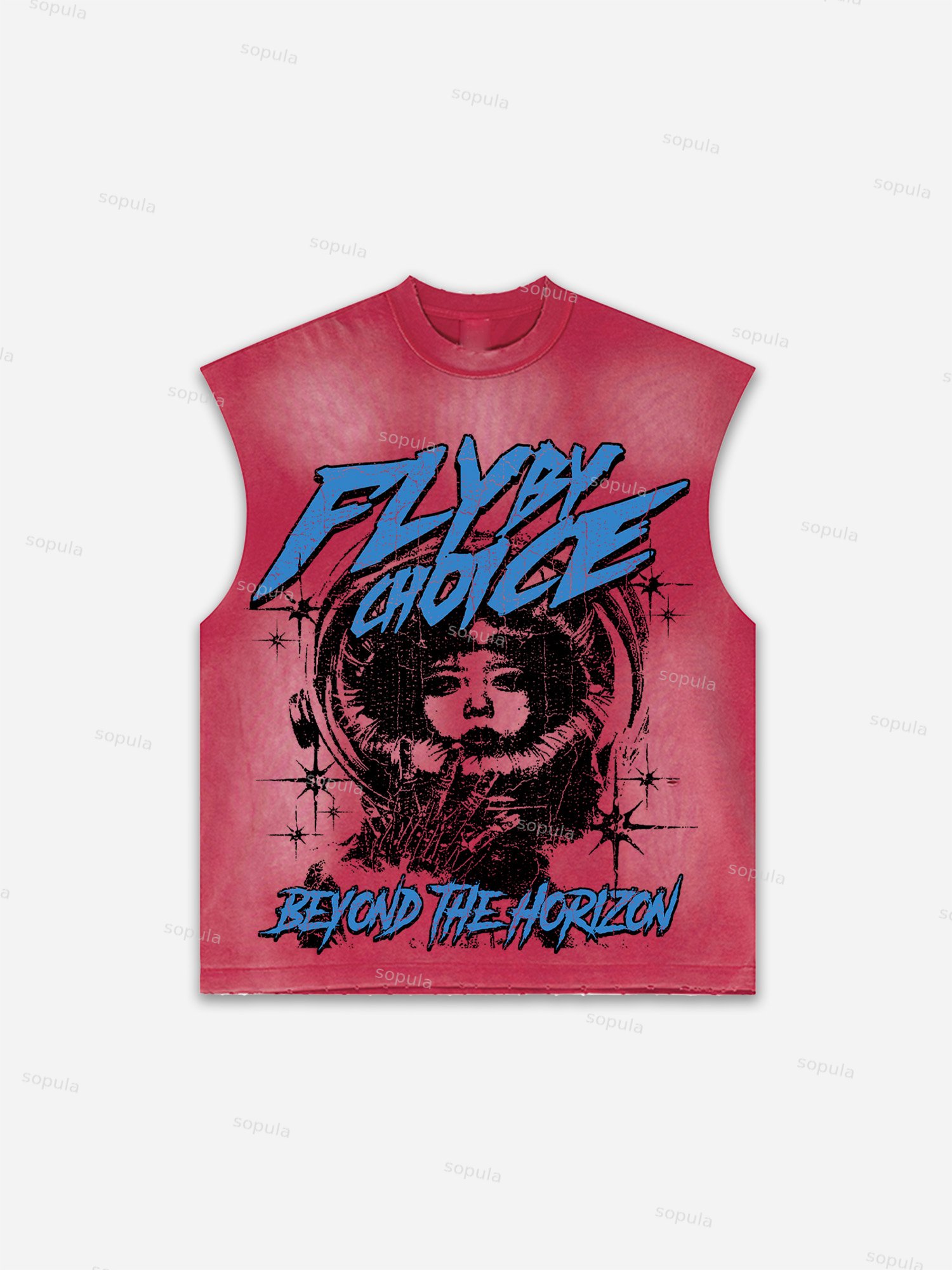 Fly By Choice Print Distressed Tank Top