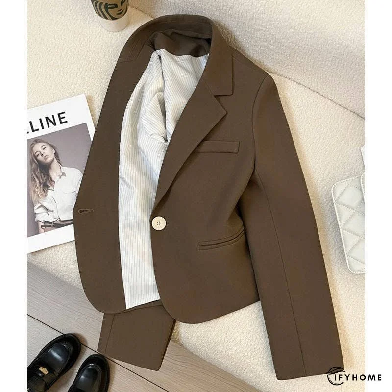 Stylish Short Brown Blazer Jacket | IFYHOME