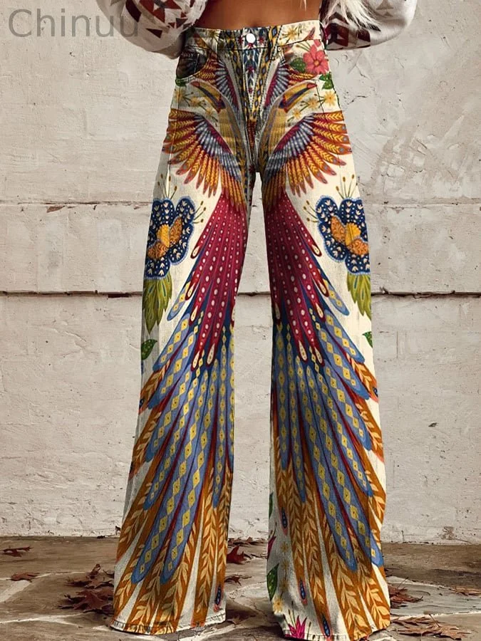 Women's Vintage Western Wide Leg Pants