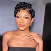 Black Pxied Cut Short Wave WChic Curly Wigs