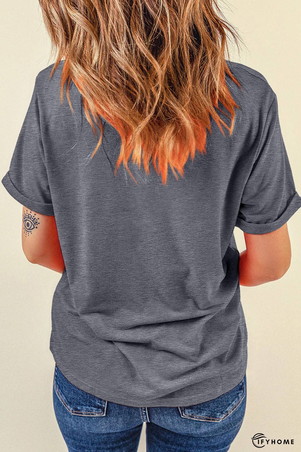 Black Baseball Bowknot Graphic Roll Up Sleeve Tee | IFYHOME