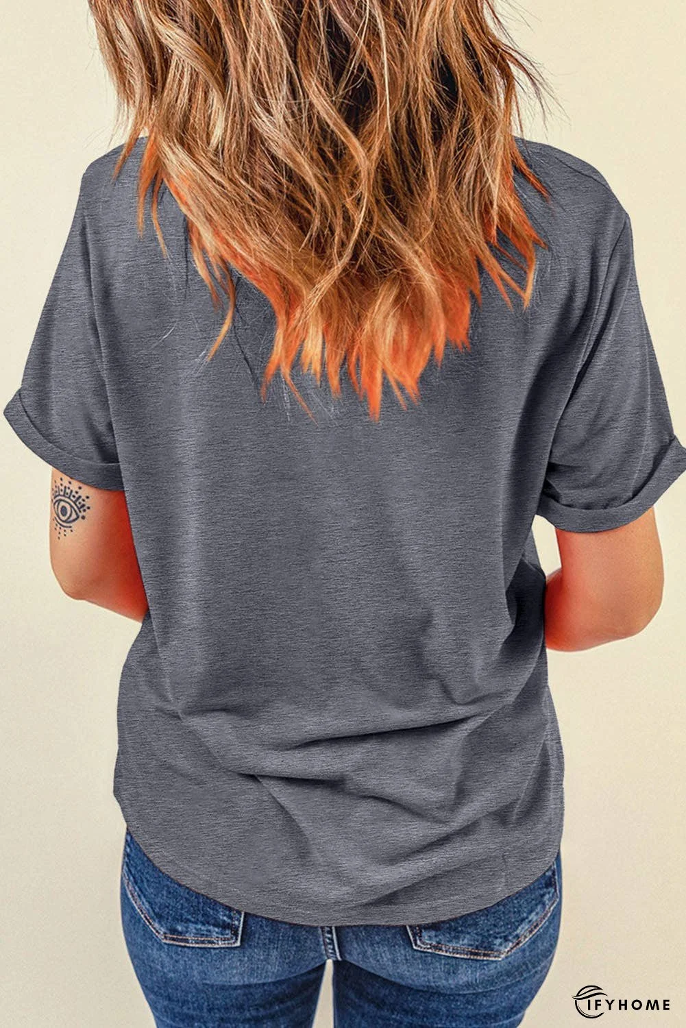 Black Baseball Bowknot Graphic Roll Up Sleeve Tee | IFYHOME