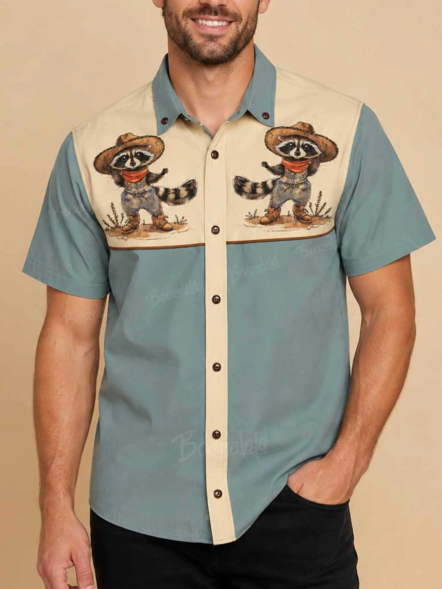 Raccoon Cowboy - 100% Cotton Shirt