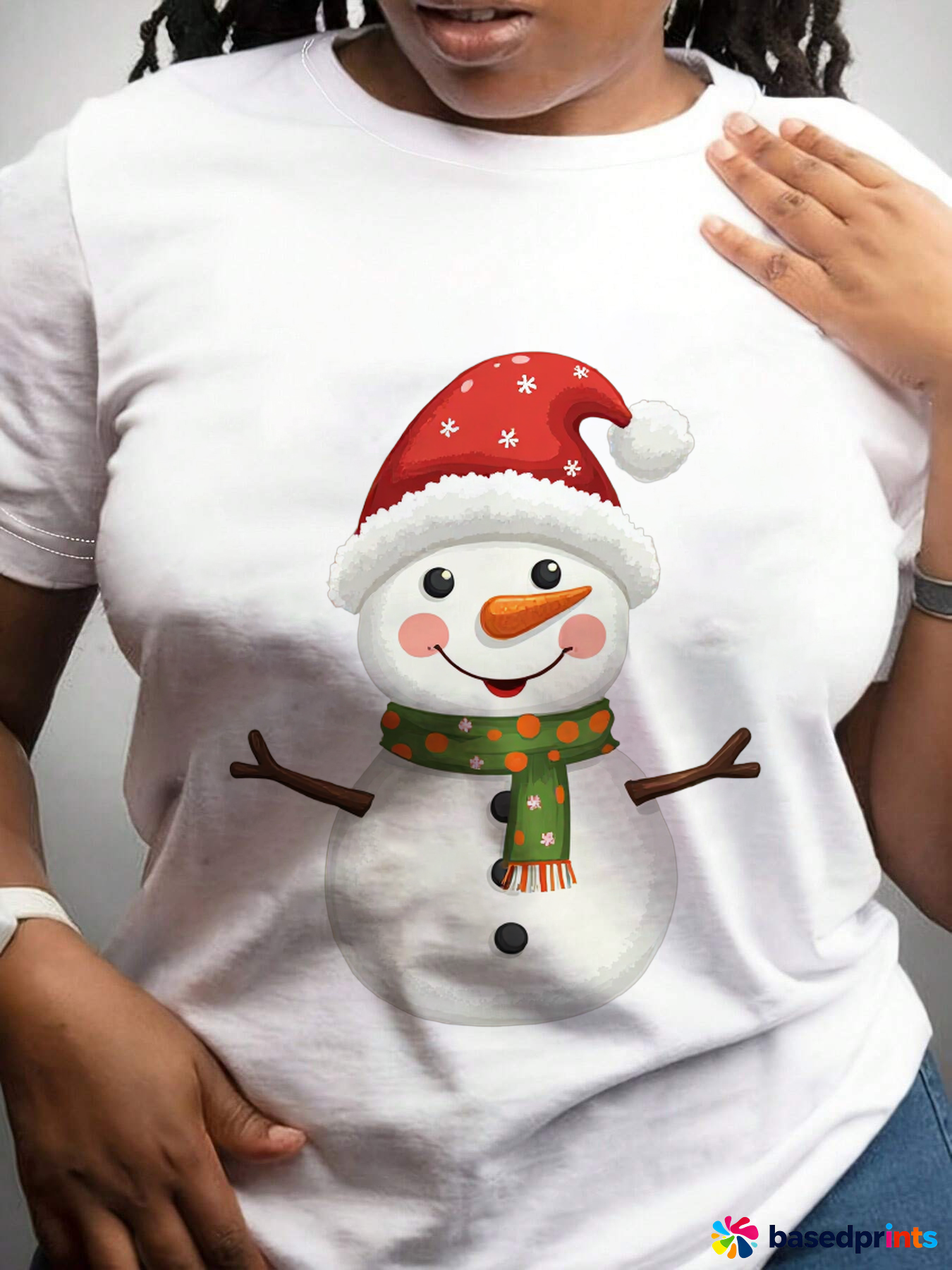 Christmas Snowman T-Shirt Cotton Casual Wear