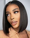 Centre Parting Straight Brazilian Hair Bob Wigs