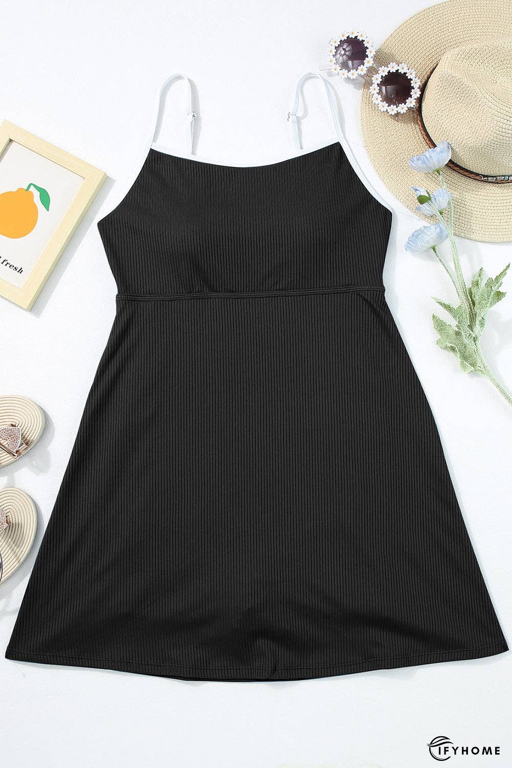 Contrast Trim Scoop Neck One-Piece Swimwear - 90% Polyester | IFYHOME