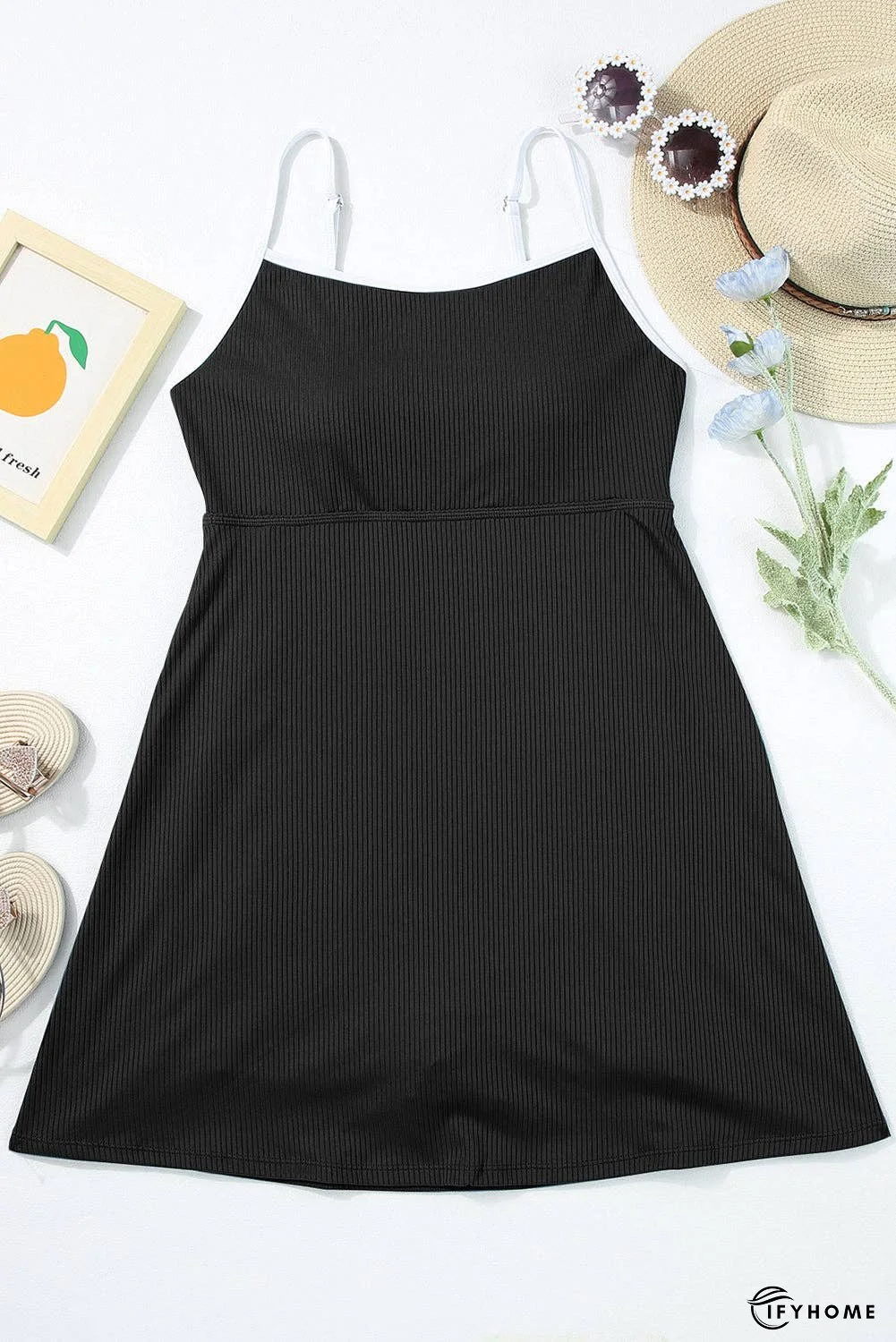 Contrast Trim Scoop Neck One-Piece Swimwear - 90% Polyester | IFYHOME