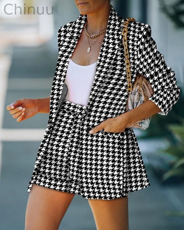 Temperament lapel cardigan short suit two-piece suit