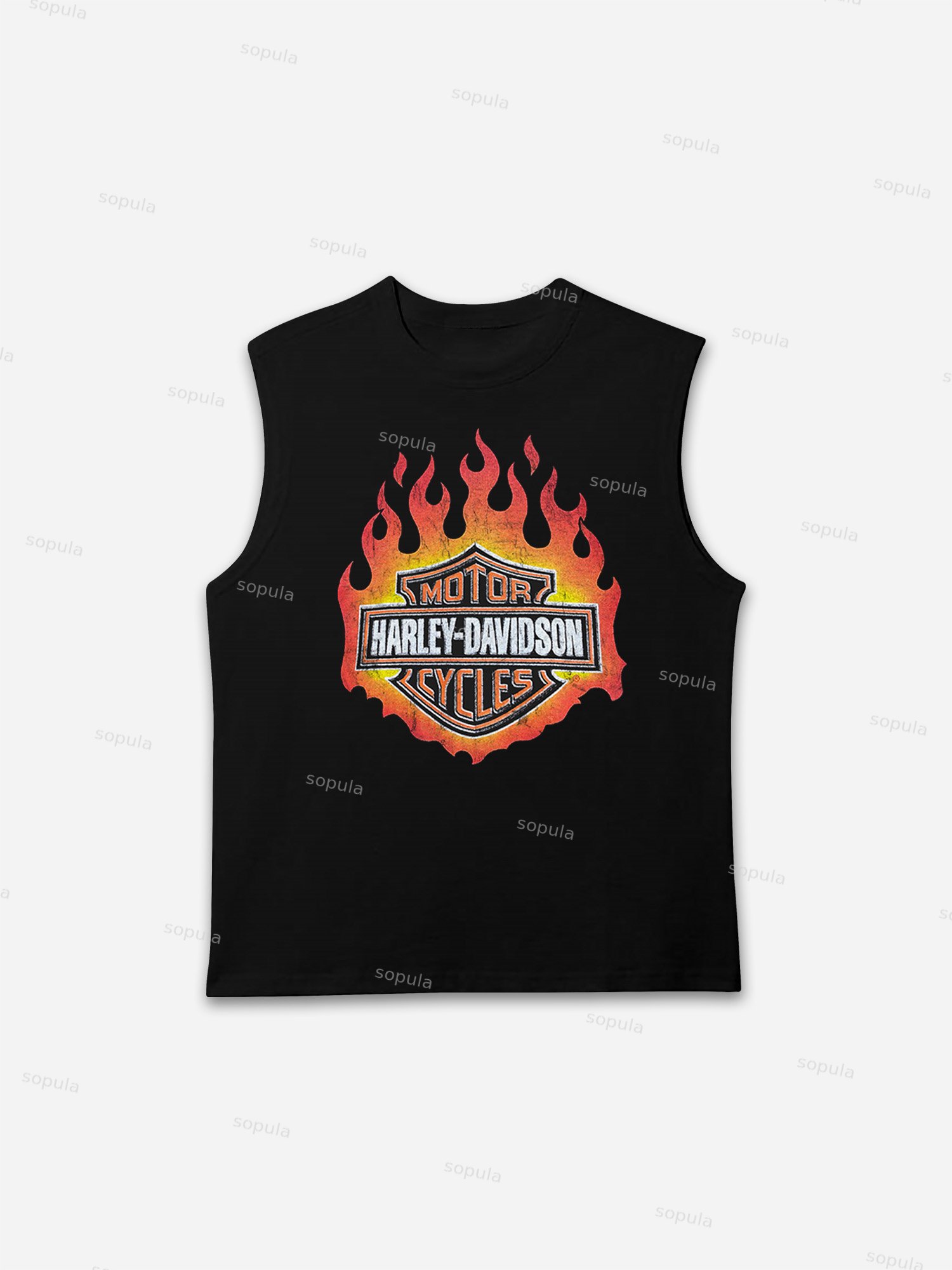 Sopula Vintage Flames Harley Davidson 90s Graphic Tank Top