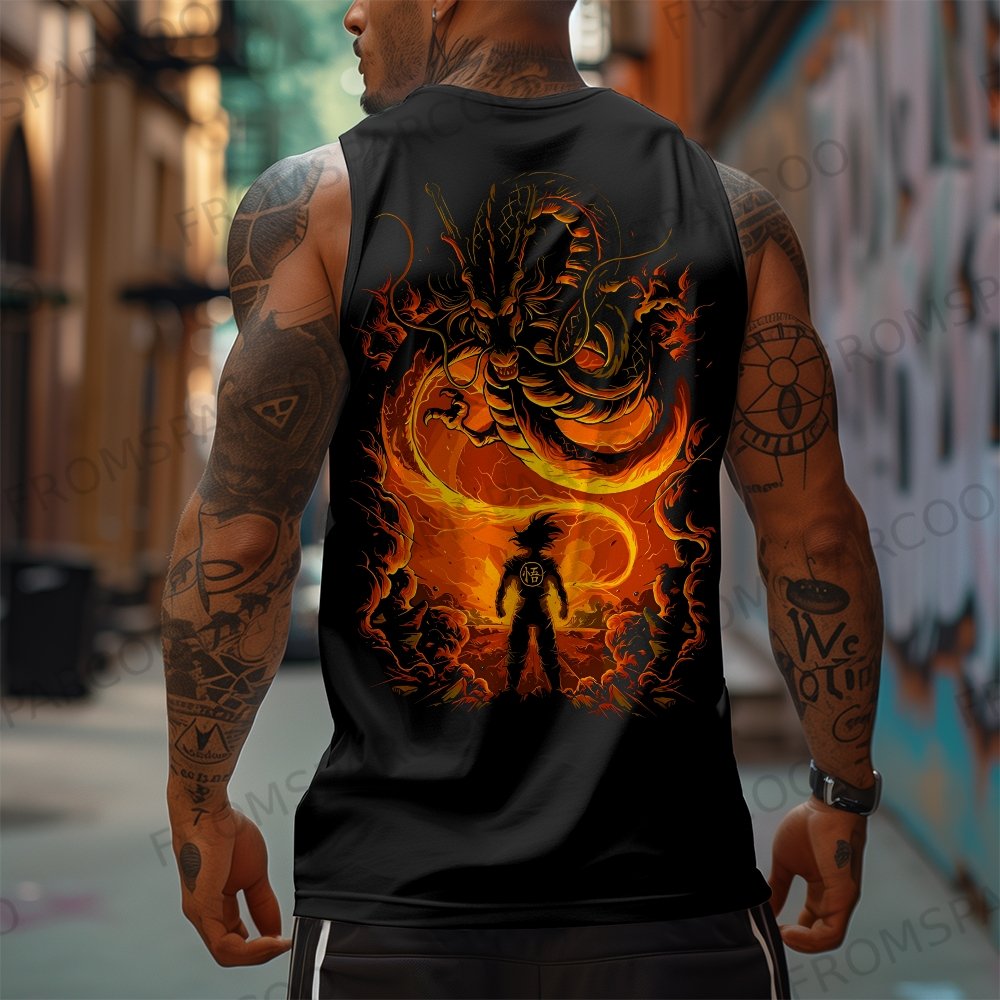 Oversized Anime Print Gym Tank Top 