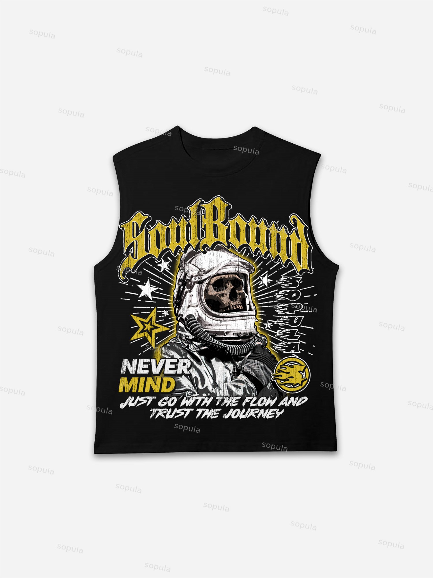 Sopula Skull Astronaut Vintage Graphic Cotton Tank Top - Sopula｜Premium Graphic Tees & Graphic Clothing