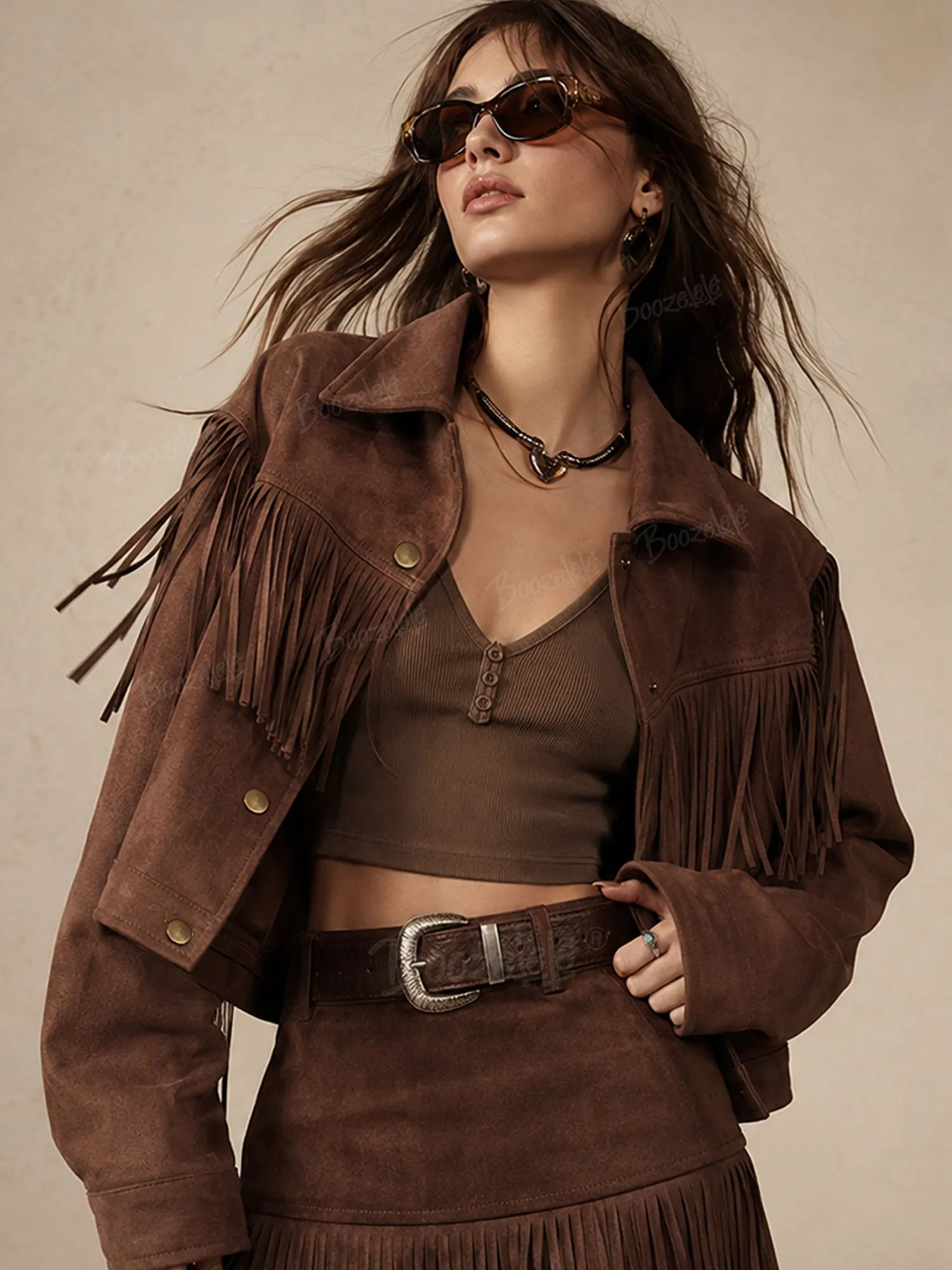 Perfect for Music Festivals &mdash; 2026 Spring/Autumn Women's Vintage Brown Suede Fringed Western Jacket