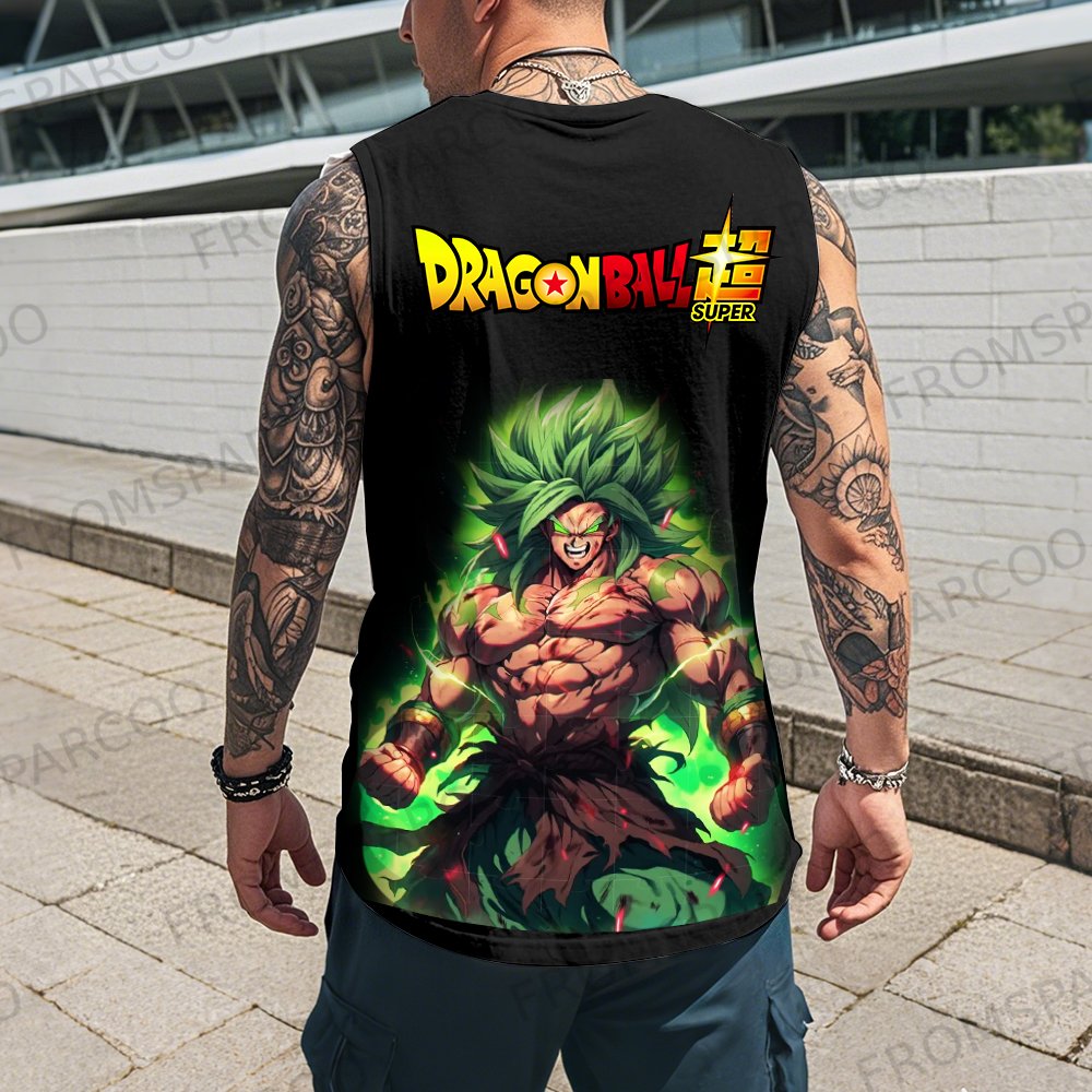 Casual Anime Print Gym Tank Top