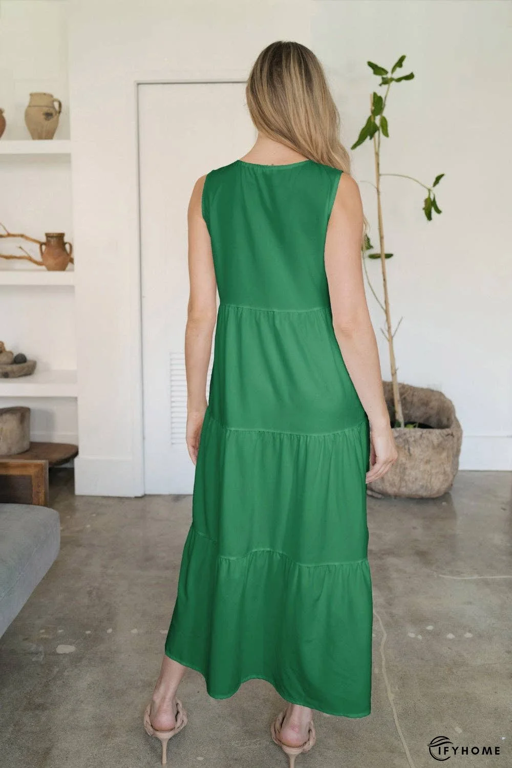 V-Neck Sleeveless Midi Tiered Dress | IFYHOME