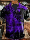 Art Gradient Color Block Print Casual Polo Shirt