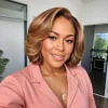 New Glueless Hightlight Brown Mixed Blonde Wave Wig