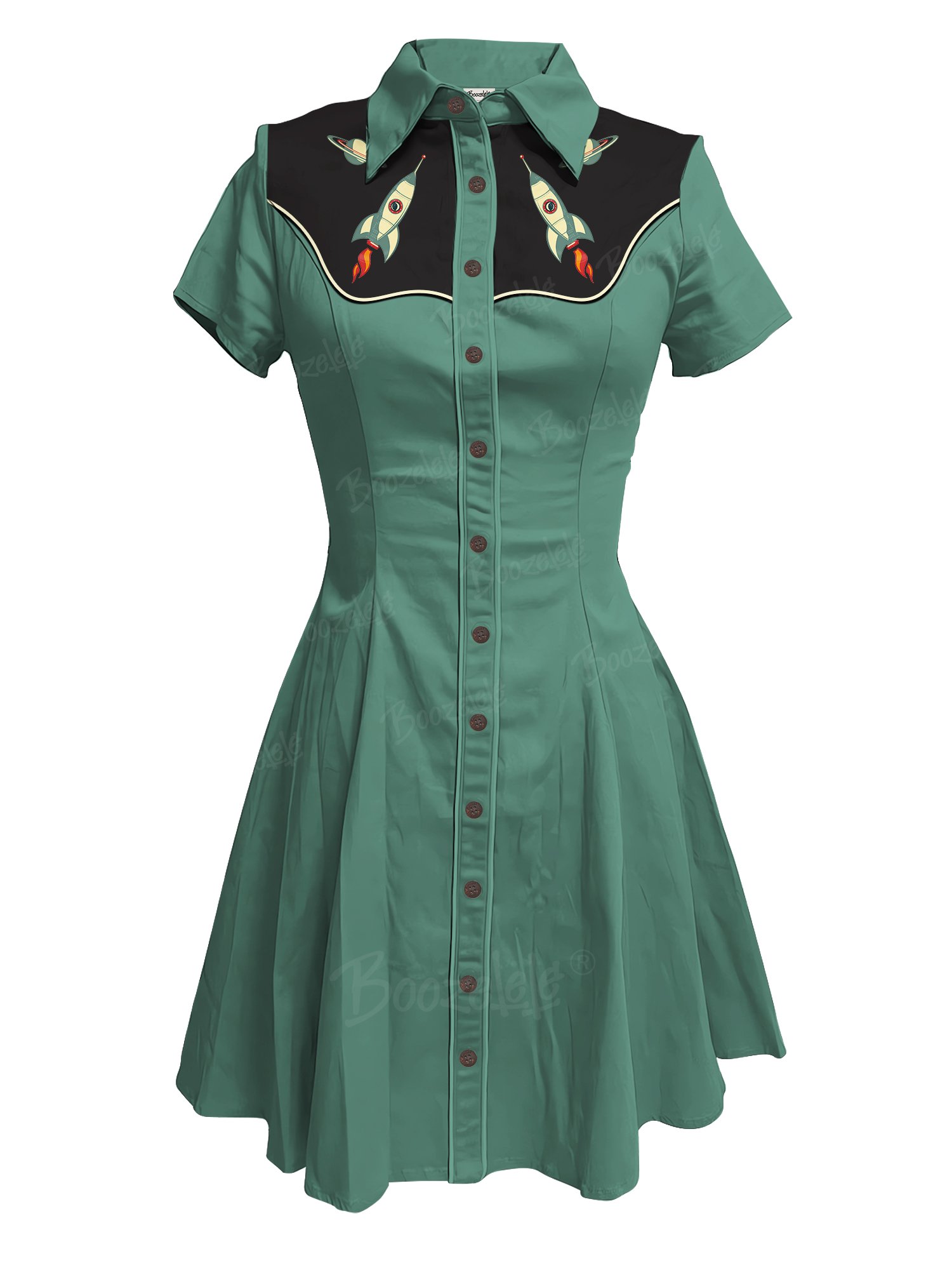 Retro Rocket And Planet - 100% Cotton Dress