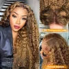 Black Brown Brazilian Water Wave 360 Lace Frontal Curly Wigs
