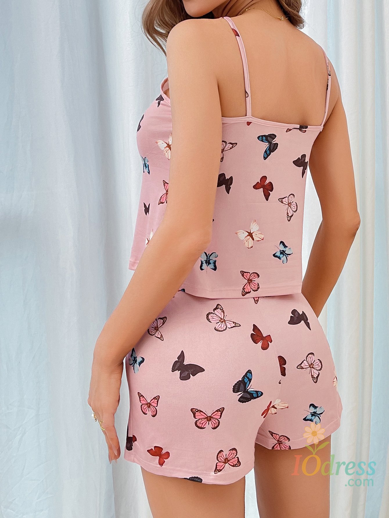 IO Dress women's pajamas two-piece set of Sleeveless tops and shorts butterfly pattern home wear casual