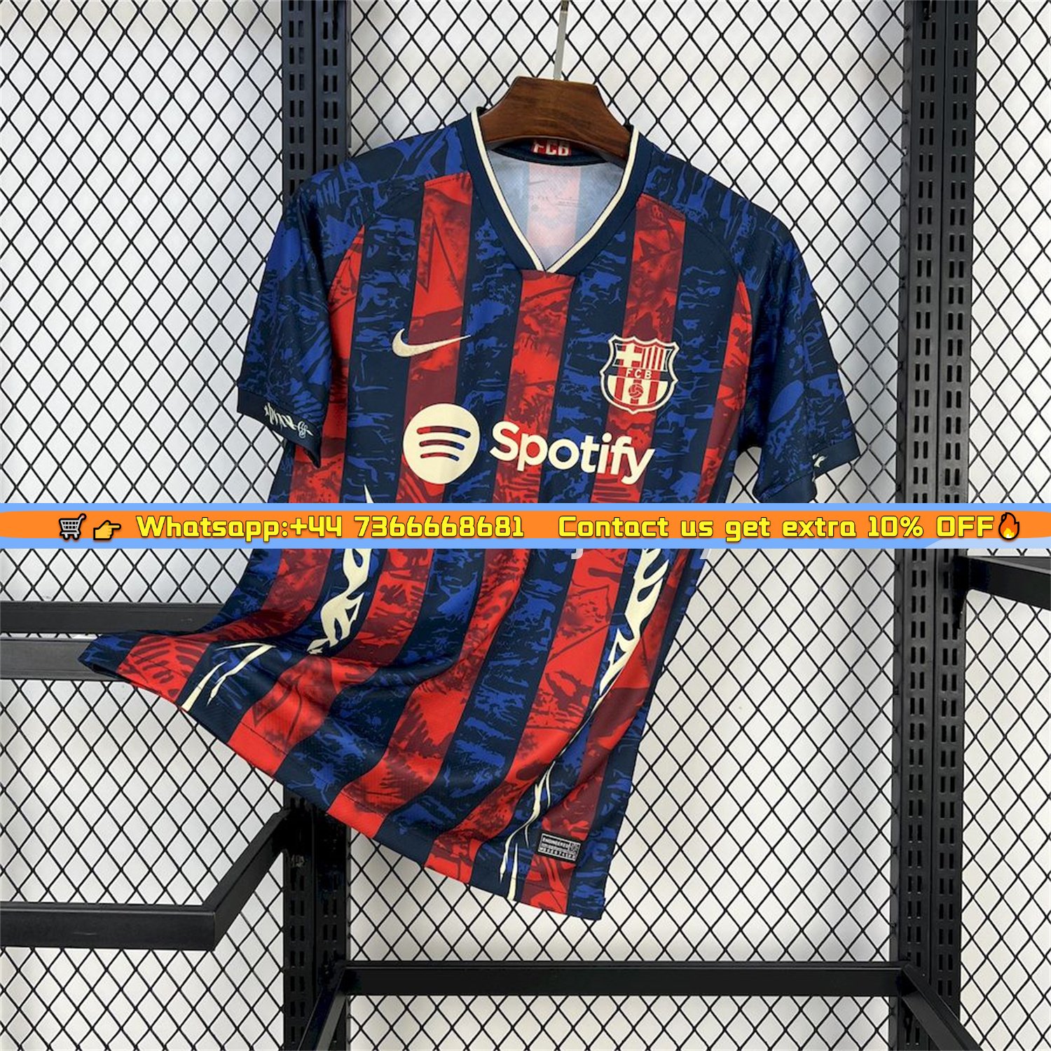 B.A.R.S.A 25-26 Red & Blue Random Graffiti Pattern Jersey - Fans Version