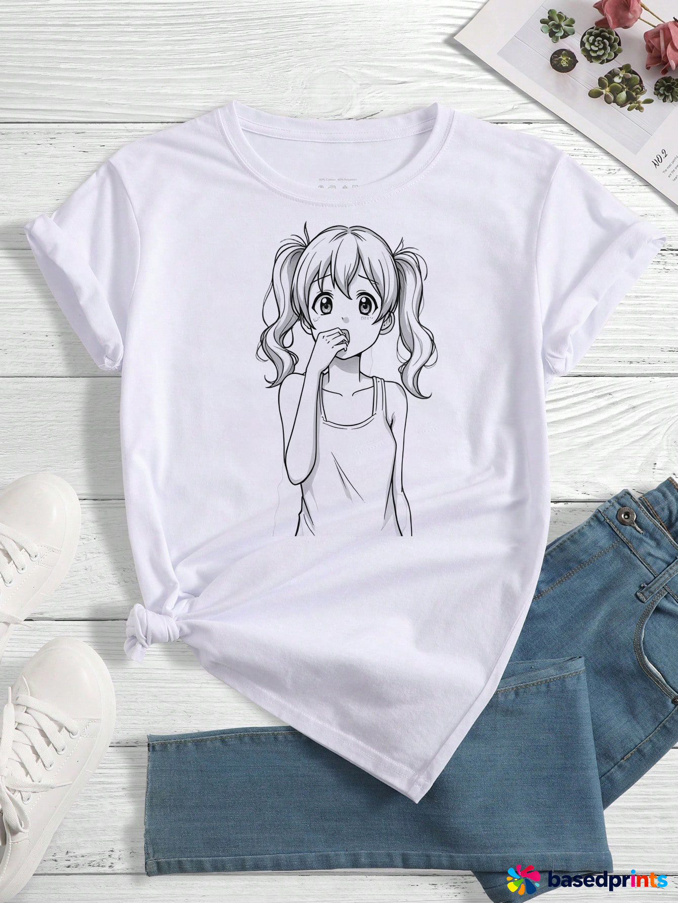 Anime Girl T-Shirt Cotton Casual Graphic Tee