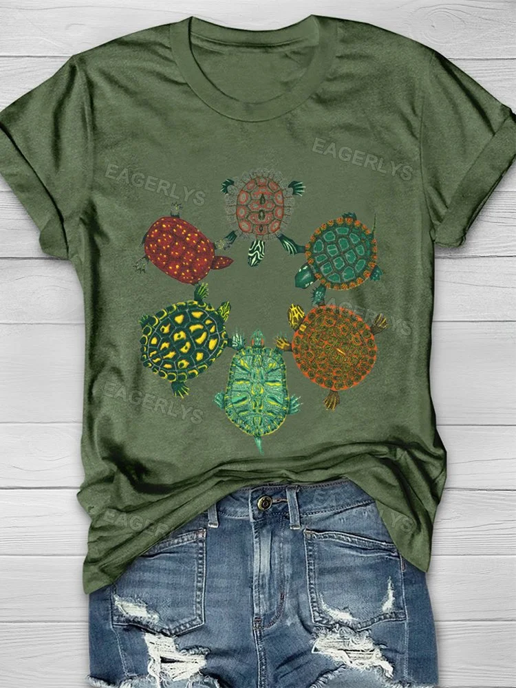 Eagerlys Turtle Circle Adult Sage T-shirt Eagerlys