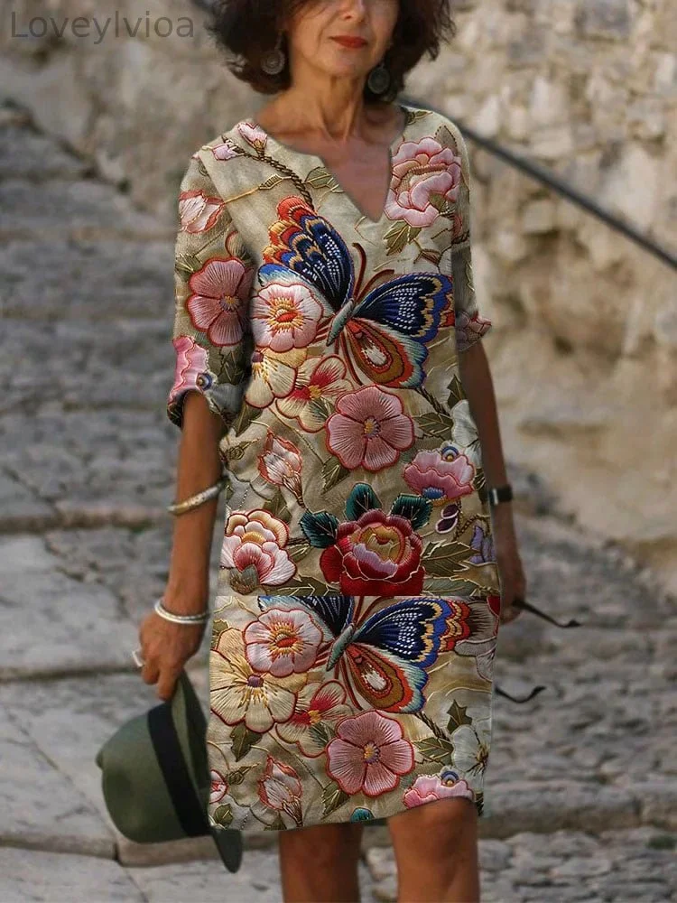 Women's Casual Loose Floral Print Long Dress(S-5XL)