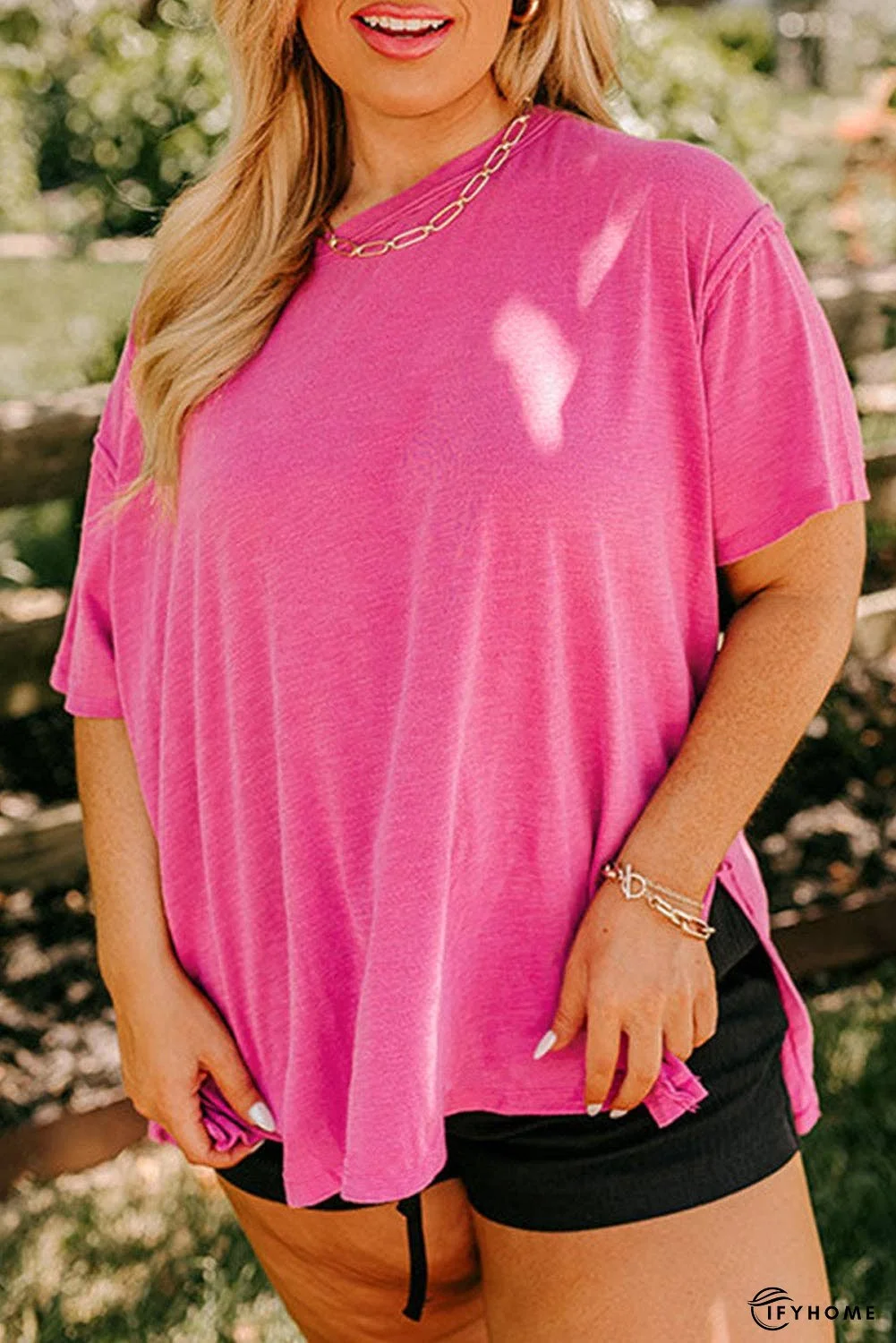 Plus Size Solid Drop Shoulder T-Shirt | IFYHOME