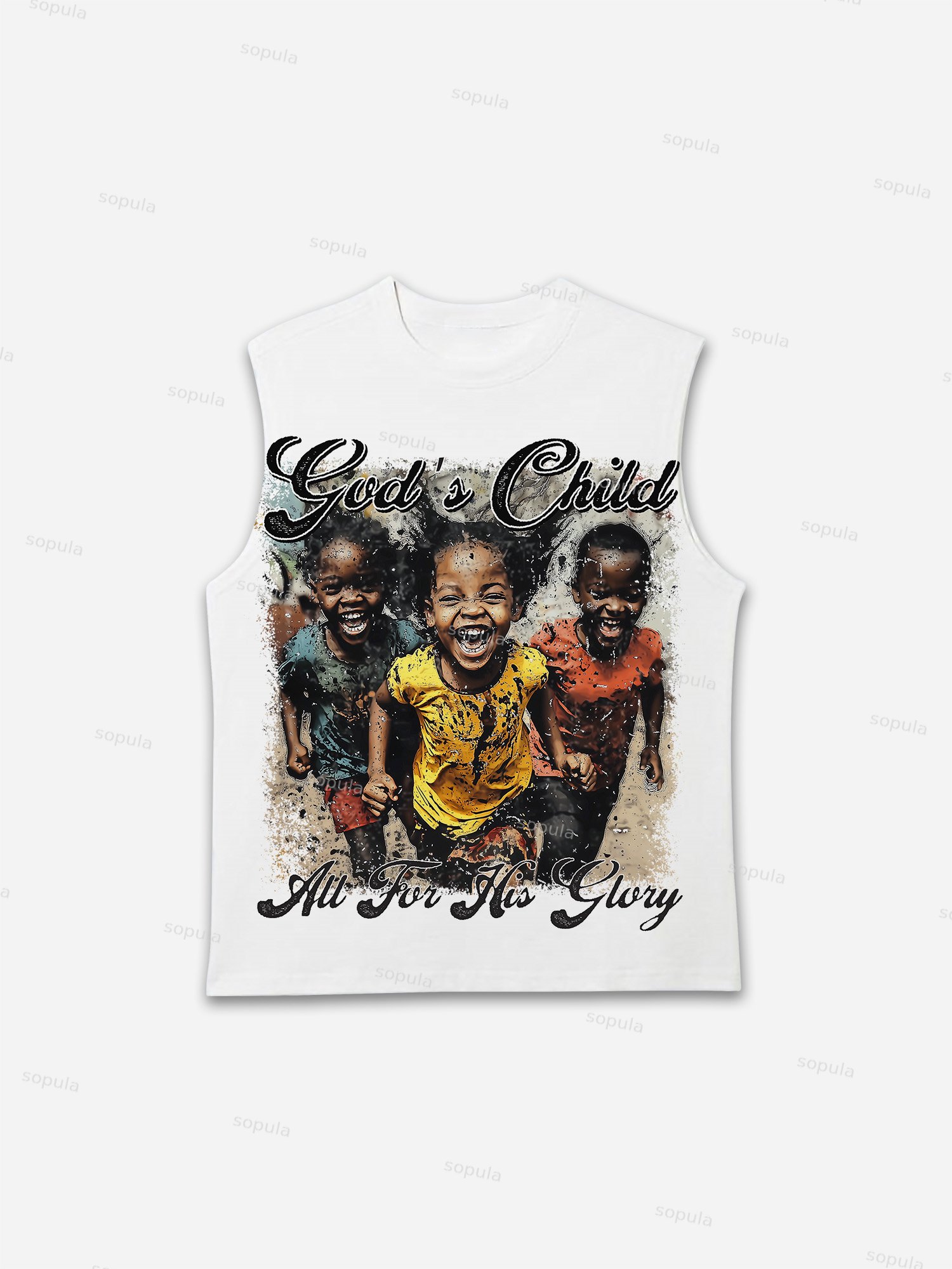 Vintage‘god's Child, All For His Glory’graphic Tank Top