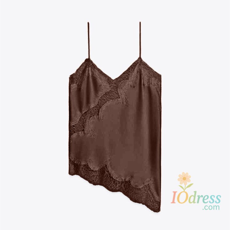 IO Dress Vintage Brown Lace Patchwork Women Dress Sexy Sleeveless Backless Female Dresses 2025 Summer Autumn Party Lady Robe New
