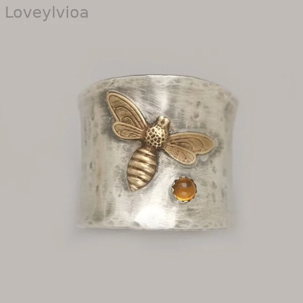 🔥  🔥Silver Vintage Wide Band Bee Ring🐝