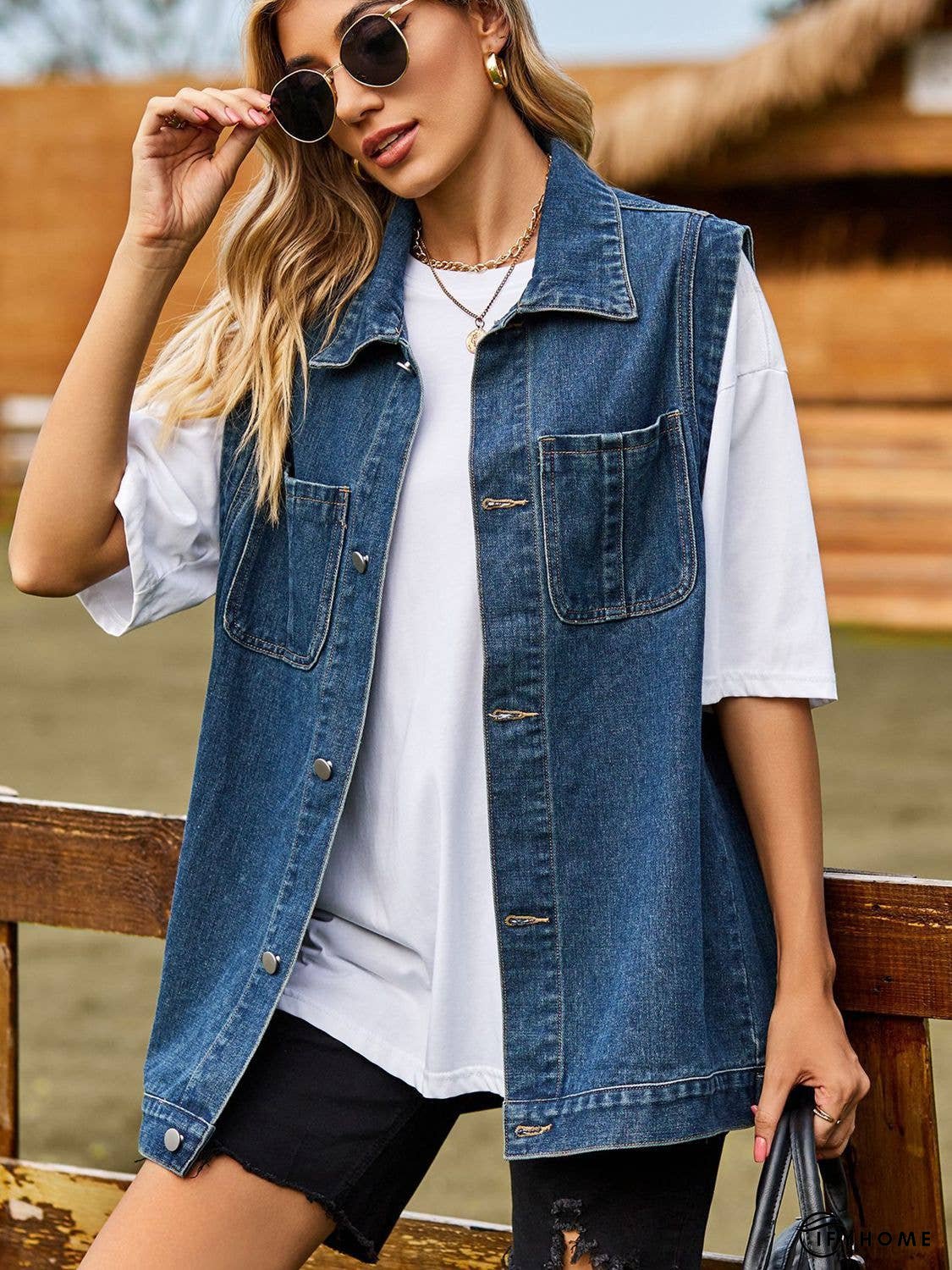 Button Down Denim Vest | IFYHOME