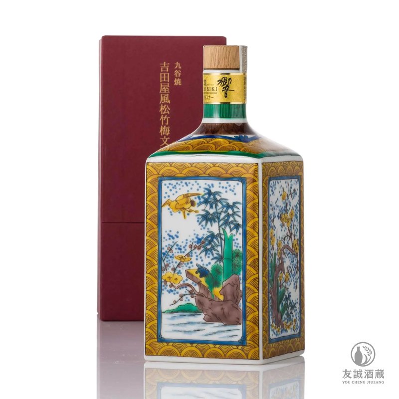 HIBIKI響21年九谷焼吉田屋風松竹梅文四角瓶 友誠酒藏