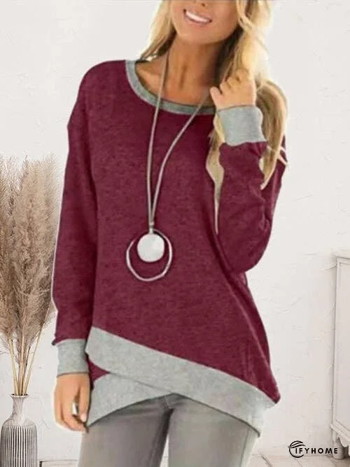 Contrast Boat Neck Long Sleeve T-Shirt | IFYHOME