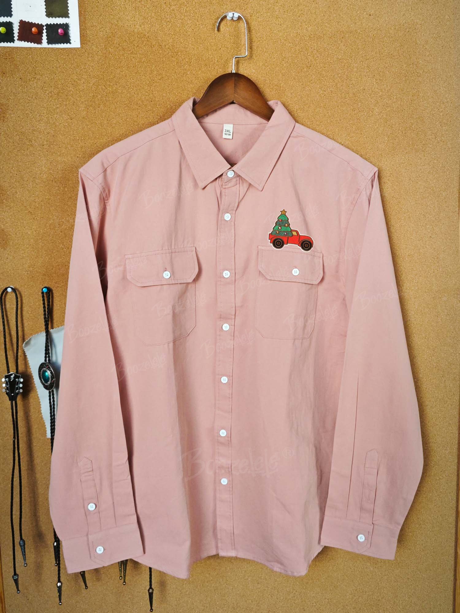 【Embroidery】Christmas Vacation - 100% Cotton Long-Sleeved Shirt